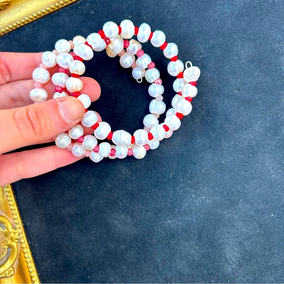 Freshwater Pearl and Rose Quartz Bracelet - Picture 1 of 4